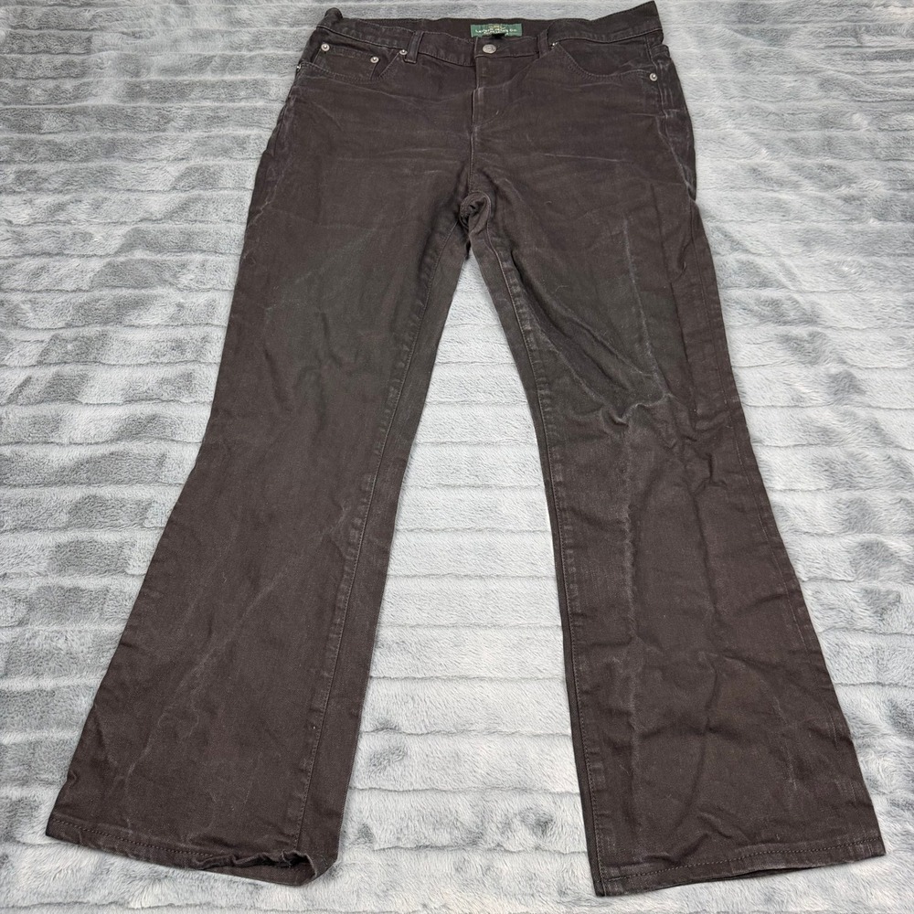 Lauren Ralph Lauren Jeans Co Womens 14 Dark Brown Bootcut Stretch Denim Pants